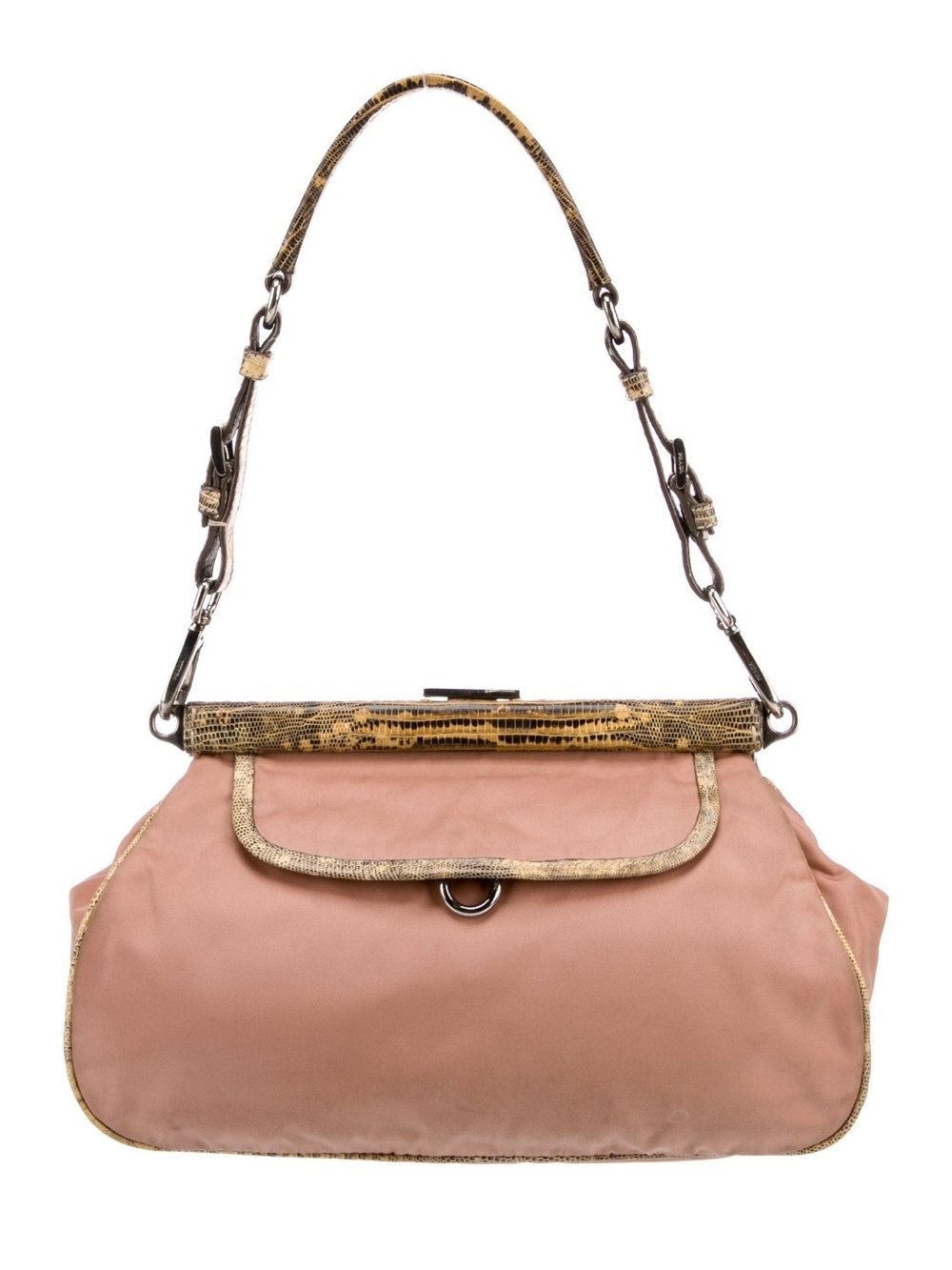 Authentic Prada Blush Pink, Aligator Shoulder Bag with Silver-Tone Hardware - Picture 7 of 16